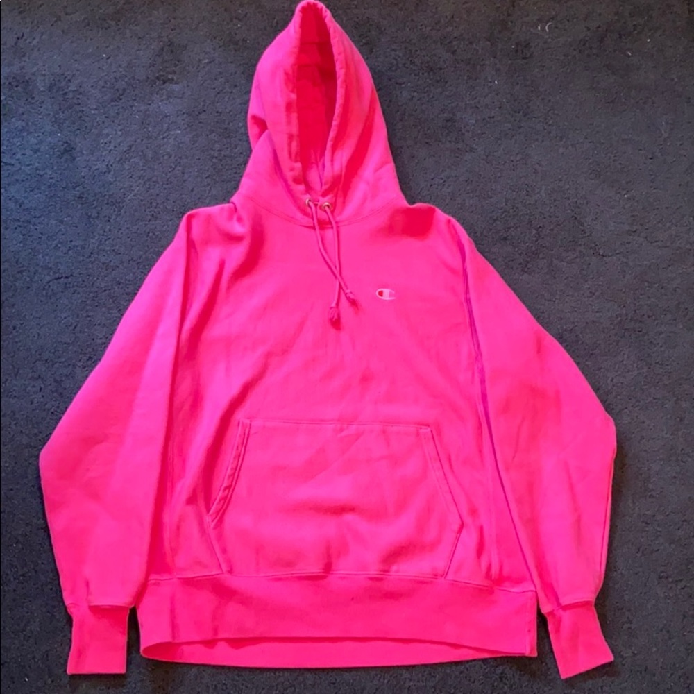 Champion Reverse Weave Pink Pigment Dyed Hoodie